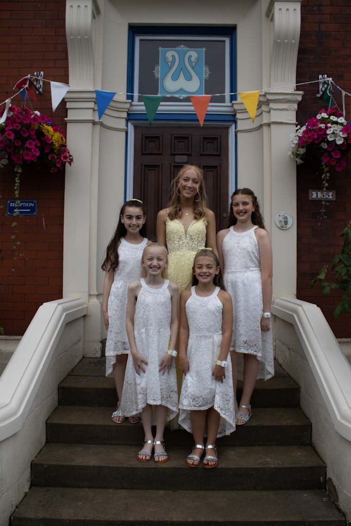 Young Whittaker's students on the steps of the Hornby Road studio